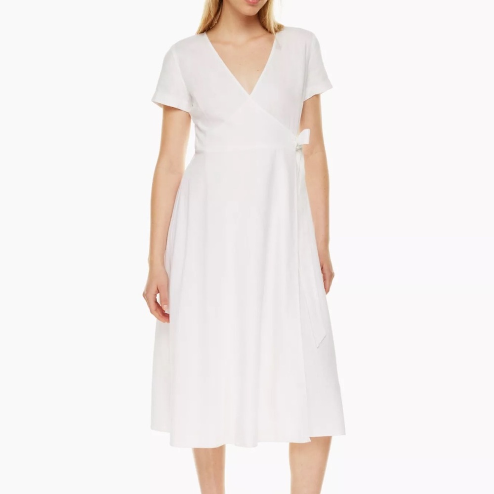 NWOT Babaton DERN Linen MIDI Wrap Dress XS
